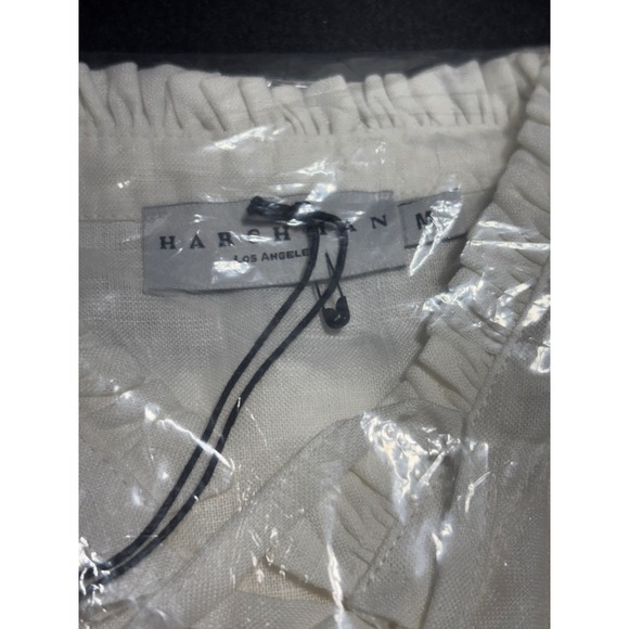 Harshman NEW Aras Linen Tunic Dress‎ White Split-Neck Bell Sleeve Size Medium - Picture 4 of 4